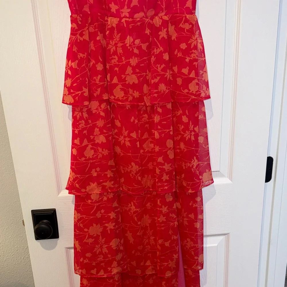 Amanda Uprichard Pink Floral Tiered Spaghetti-Strap Gown - Picture 5 of 14
